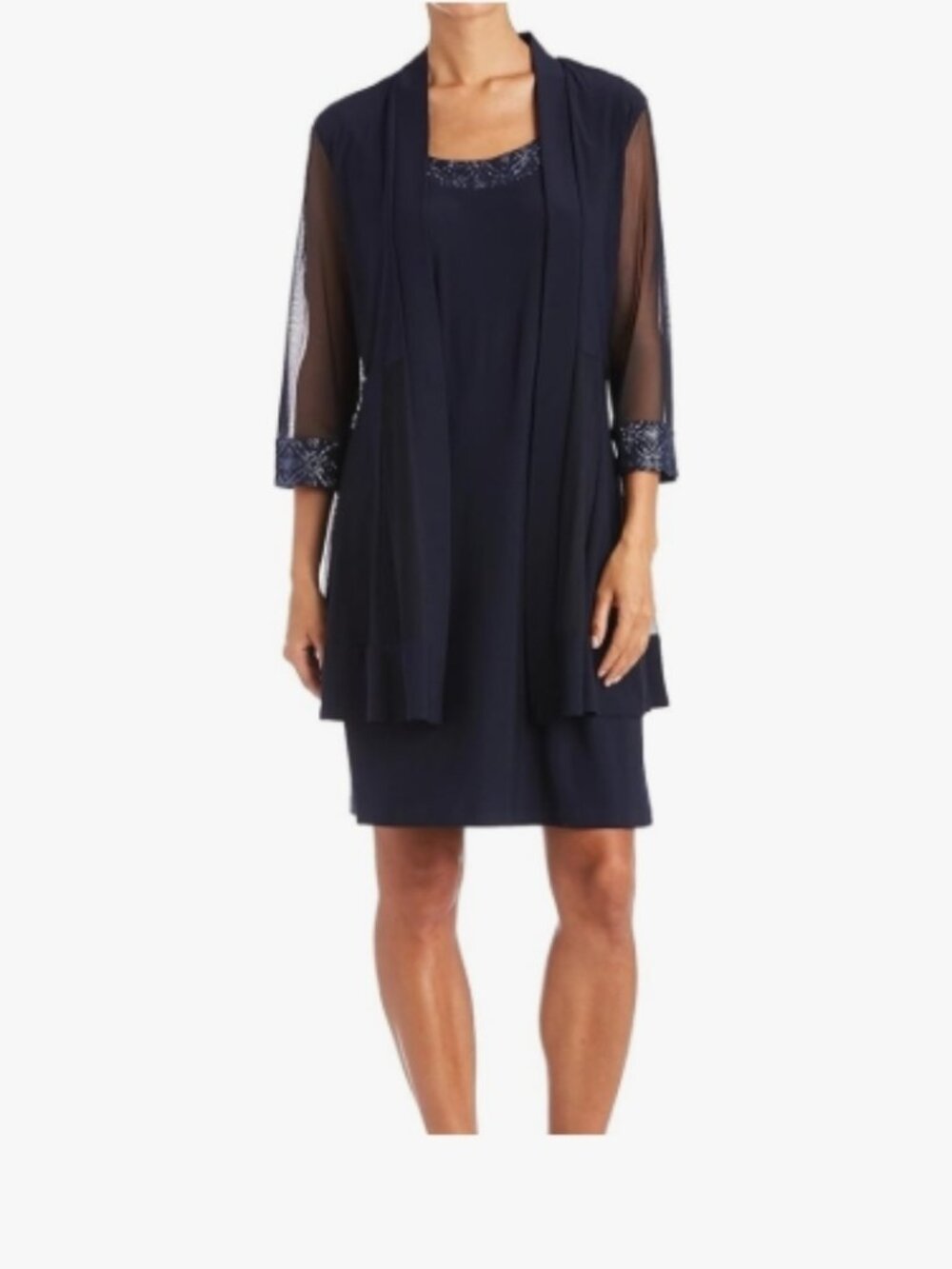 NWT R&M Richards Women’s Two-Piece Embellished Shift Dress with Jacket Plus Size